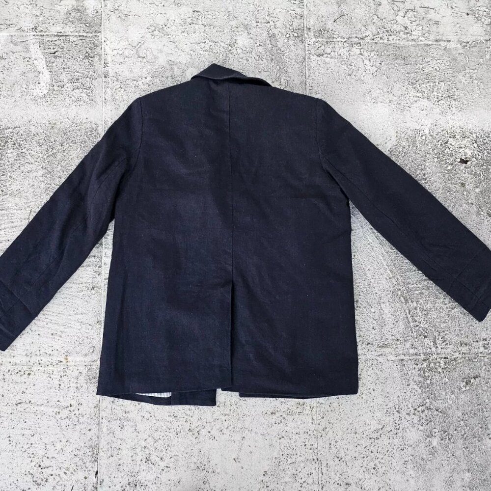 H by Halston Women Blazer Blue Navy Linen Blend Open Front jacket Size M - Picture 6 of 9